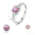 Pink Morganite Cushion Cut Sterling Silver Zircon Ring